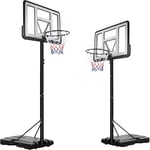 Panier de Basket-Ball Extérieur Portable, Hauteur Réglable de 230 à 305 cm, Panier de Basket avec Support et roulettes, pour Enfants et Adultes, Panneau Arrière Robuste, Blanc