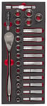 MILWAUKEE 1/2 RATCHET AND SOCKET SET WITH FOAM INSERT - 28 PC SET