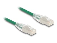 Delock - Nettverkskabel - Rj-45 (Hann) Til Rj-45 (Hann) - 2 M - 4.9 Mm - U/Ftp - Cat 6A - Halogenfri, Slank, Curved Latch - Grønn