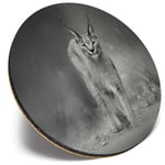 Round Single Coaster  - BW - Caracal African Lynx Cat  #38978