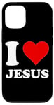 Coque pour iPhone 12/12 Pro Cœur rouge « I Love Jésus »