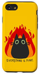 iPhone SE (2020) / 7 / 8 black cat sitting in a fire saying "Everything is fine" Case