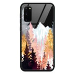 ZhuoFan Coque Huawei P20, Series 9H Verre TREMPE Cas Design Motif Antichoc Protector Case [Anti-Rayures] [Soft Bumper] Tempered Glass Skin Fundas for Huawei P20 5.8, Cover Arbre de Montagne