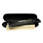 CASCHA Trémolo Harmonica Master Edition, 24 trous, do majeur, étui souple et chiffon de nettoyage inclus, Harmonica trémolo professionnel diatonique, Noir