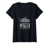 Womens Comet Tank British WW2 A34 Tanks Blueprints Diagrams V-Neck T-Shirt