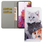 LEMAXELERS for Samsung Galaxy S24 Phone Case Galaxy S24 Cover, PU Leather Flip Wallet Case Shockproof Shell with Magnetic Stand Card Slot Case for Samsung Galaxy S24,XC Three Cats