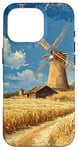 iPhone 16 Pro Wheat Fields With Windmills Landscape Vintage Graphic Case