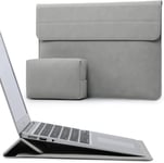 13 Pouces Housses Ordinateur Portable Sacoche Avec Fonction Stand Pour Macbook Air 13 M3 A3113 M2 M1 2024-2018, Macbook Pro 13 M2 M1 2024-2016, 2024 13 Ipad Pro/Air, Surface Pro, Gris Clair