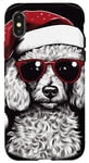 Coque pour iPhone X/XS Fan amusant de chien caniche de Noël 2023 portant un chapeau de Père Noël rouge