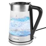 Salter Colour Changing Glass Kettle - 1.7L, LED Illumination From Blue To Red, Easy Fill Water Pressure Lid, Anti-Limescale Filter, BPA-Free, 360° Swivel Base, Boil Dry Sensor, 2200W EK5078SS