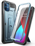 SUPCASE Coque iPhone 12 Mini 5G (2020) 5,4 Pouces, Coque Antichoc Intégrale Protection Robuste [Unicorn Beetle Pro] avec Protecteur d'écran Intégré, Béquille, Clip Ceinture (Bleu)