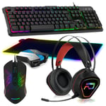 Pack Gamer Clavier Souris Tapis XXL Convertisseur Casque GTA 230 pour Switch, PS4, XB1 X et S, PC - Neuf