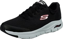 Skechers Homme Arch Fit Sneaker, Noir Textile Synthetic Red Trim, 45.5 EU