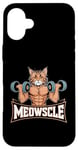 Coque pour iPhone 16 Plus Meowscle Gym Cat T-shirt d'entraînement amusant pour les amoureux des chats