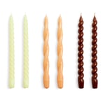 HAY - Candle Long Mix Set of 6 - Citrus, dark peach and brown - Ljus