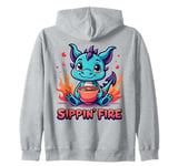 Sippin’ Fire Cute Dragon Tea Lover Zip Hoodie