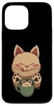 Coque pour iPhone 13 Pro Max Kawaii Kitty Latte Little Mouse Tasse à café Motif chat