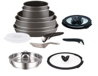 Tefal Ingenio 15 Piece Pan and Accessory Set Anthracite Grey Non Induction