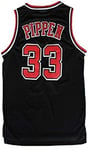 Hyzb Chicago Bulls 33 Hommes Jersey Scottie Pippen Basketball Jersey Manches rétro Basket Gilet Shirt Costume de Basket-Ball for Les Hommes (Color : Black Vintage, Size : XL 185-195)