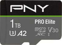 PNY PRO Elite 1TB microSDXC Memory Card + SD Adaptor with A2 App Performance + 1