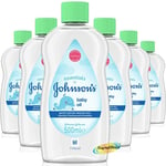 6x Johnsons Essentials Baby Massage Oil With Aloe Vera 500ml