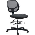 Vinsetto - Chaise de bureau assise haute réglable dim. 59L x 61l x 93-113H cm pivotant 360° tissu maille respirante noir