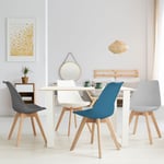 Lot de 4 chaises scandinaves Idmarket sara - Mix color gris foncé, gris clair, blanc et bleu - Multicolore - Multicolore