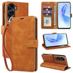 GOTOURED for Honor 90 Lite Case Wallet,Soft PU Leather,4 Card Slots Holder RFID Blocking,Shockproof Protective Kickstand Wrist Strap Folio Flip Cases Cover for HONOR 90 Lite 5G (Brown)