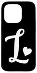 iPhone 15 Pro white letter L monogram initial minimalist heart graphic Case