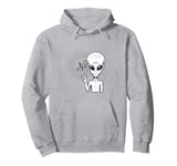 Funny and cute Grey Alien "No" V-Finger Gesture Pullover Hoodie