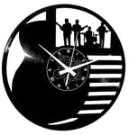 Instant Karma Clocks Vinyl Wall Clock Guitar Drums Bass Musician Musical Instruments Group Rock, Black