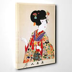 Toyohara Chikanobu Japanese Oriental True Beauty Picture Canvas Print for Living Room Bedroom Home Office Décor, Wall Art Picture Ready to Hang, 30 x 20 Inch (76 x 50 cm)