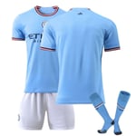 Nya Pojkar Barn Barn Fotboll Kit Kort Skjorta Socka Set Fotboll manchester city home kit blank 26/(10-11 years)