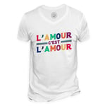 T-Shirt Homme Col V L'amour C'est L'amour Lgbtq+ Gay Lesbien Pride