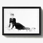 Arty Pie Framed Print Black A2 (24.5x18 Inch) Audrey Hepburn (3) V3, Wood, Multi-Colour, 60 x 42 x 2 cm