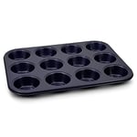 Zyliss E980200 Moule à Muffins Antiadhésif 12 pcs | Acier Carbone | Bleu Foncé | Moule à Gâteau/Mini Gâteau/Petits Gâteaux Durable Pour Four | Passe au Lave-Vaisselle | Garantie de 5 ans