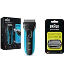 Braun Series 3 ProSkin 3040s Rasoir Électrique Homme Barbe Wet & Dry; Bleu & Pièce De Rechange 32B Noire Pour Rasoir - Compatible avec les rasoirs Series 3