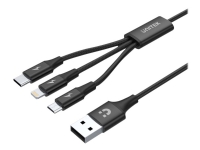 Unitek C14049BK - Lightning-kabel, endast laddning - USB hane till mikro-USB typ B, Lightning, 24 pin USB-C hane - 1.2 m - svart