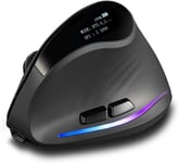 Souris Ergonomique Sans Fil Avec Écran, Souris Verticale 2.4G/Bluetooth/Usb, Rgb Programmable, Silencieuse, Pour Bureau Et Jeu Léger, Protection Du Poignet[MOU140777]