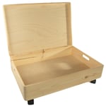 Extra Large Shallow Wooden Under Bed Box With Lid & Wheels Toy Chest Storage