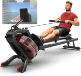 PASYOU Water Rowing Machines, 50°Incline Enhanced Resistance Rower,350LB Weight