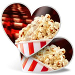 2 x Heart Stickers 15 cm - Cinema Popcorn Movie Films #44615