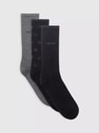 Calvin Klein Logo Crew Socks, Pack of 3, Black/Silver/Grey