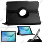 Ebeststar ® Pour Samsung Galaxy Tab A 9.7 T550 / S Pen P550 - Housse Coque Etui Pu Cuir Rotatif Avec Support À Rotation 360° + Verre, Couleur Noir [Dimensions Precises De Votre Appareil : 242.5 X 166.8 X 7.5 Mm, Écran 9.7'']