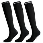 3 Paires Chaussettes de Contention Homme Femme, 20-30mmHg Bas de Contention Compression Socks pour Sport, Running, Cyclisme, Voyage Avion (S-M)