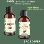 2 x Rigel Pure Jamaican Black Castor Oil 132ml-Natural Hair& Skin Care Treatment