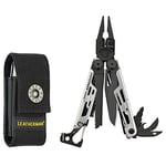 Leatherman Signal - Pince multifonctions conçue pour l’aventure, avec 19 outils dont un allume-feu, une scie et bien plus; fabriqué aux Etats-Unis, couleur noir/gris, étui en nylon inclus