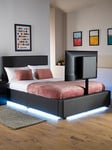 Xr Living Ava Upholstered Tv Bed With Under Bed Lighting - Fits Up To 55 Inch Tv - Grey - Double