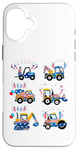 iPhone 16 Plus Happy 4th Of July Crane Truck Construction Toddler Kids Boys Case