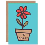 Wee Blue Coo APOLOGY SORRY FLOWER POT CARTOON ART GREETINGS GREETING CARD GIFT